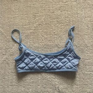 Frankie's Bikinis Blue Quilted Bikini Top